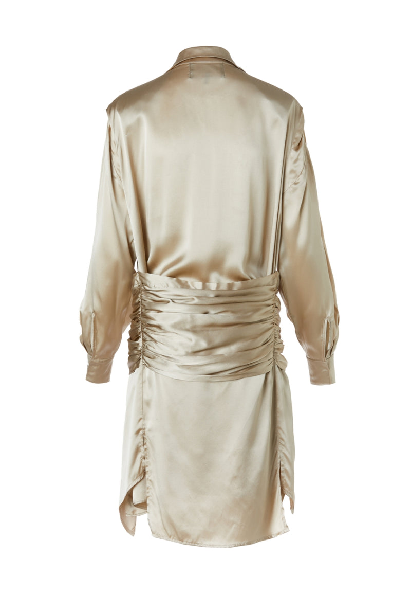 Beige Silk Deconstructed Dress