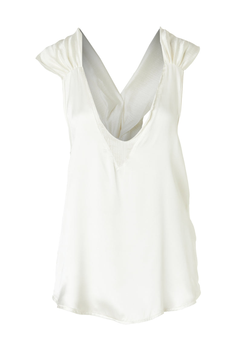 White Silk Sleevless Top