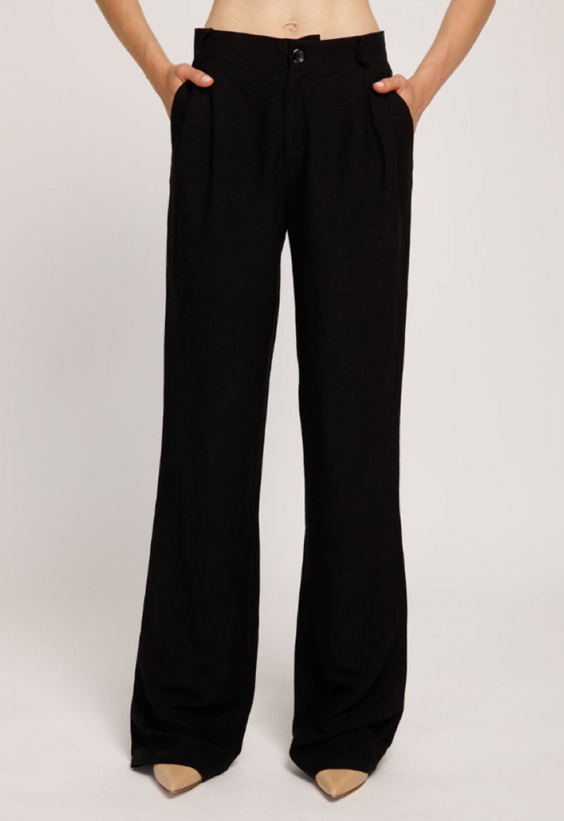 Black long linen trousers