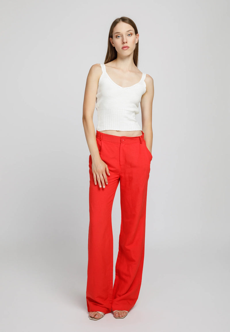 Red long linen trousers NARRO LONDON