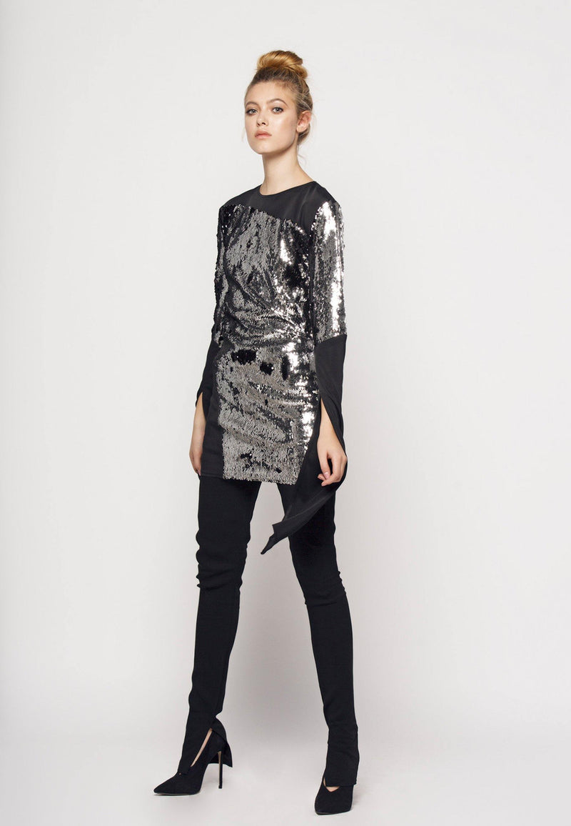 Sequin Dress with Elongated Sleeves