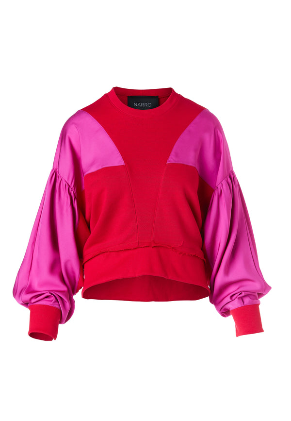 Relaxed Fit Fucsia Cotton Blend Blouse