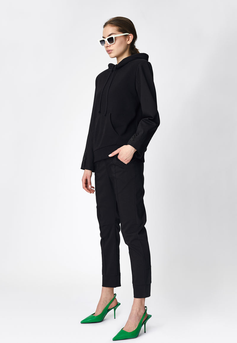 Black Hoodie With Blazer Sleeves