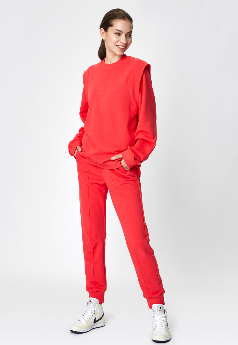 Coral Overlapped Front Sweatpants