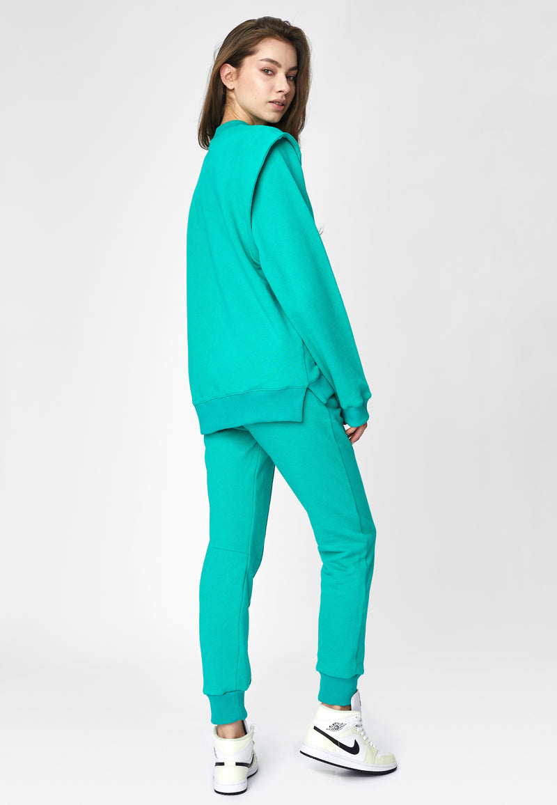Emerald Green Cotton Relaxed Fit Sweatshirt
