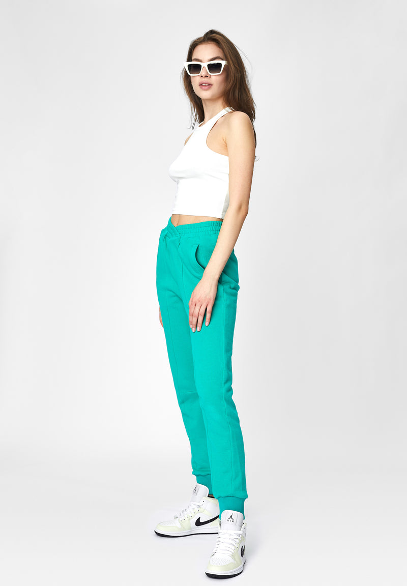Emerald Green Overlapped Front Sweatpants